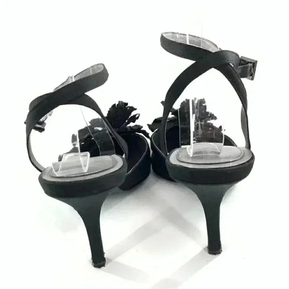Enzo Angiolini heels size 7.5 Eafeliz black satin floral pointy toe vintage y2k - Picture 4 of 13